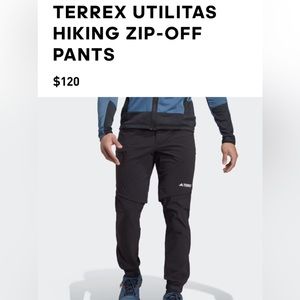 #14 NWT Adidas Men's Terrex Utility  Hiking Zip-Off pants/shorts black medium